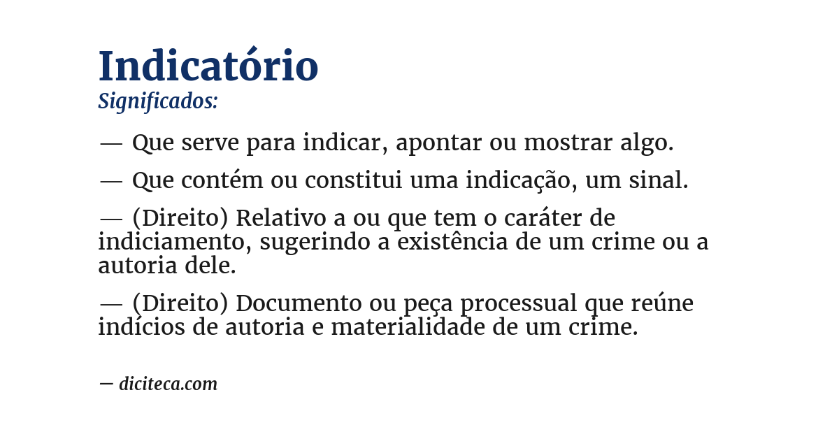Significado de indicatório