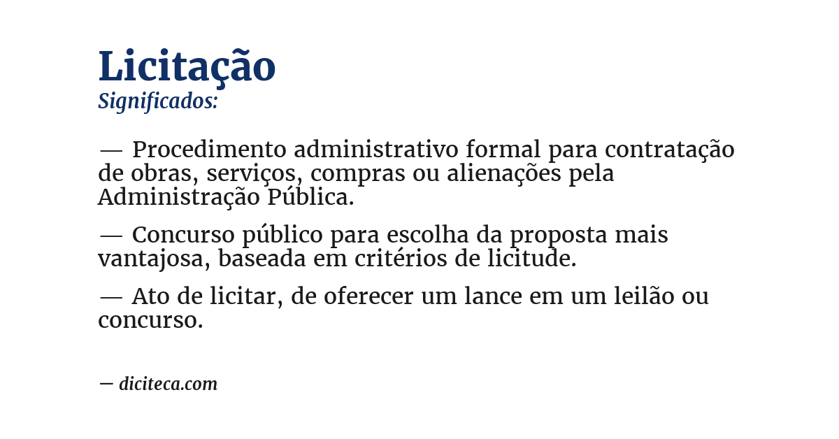 Significado de licitação