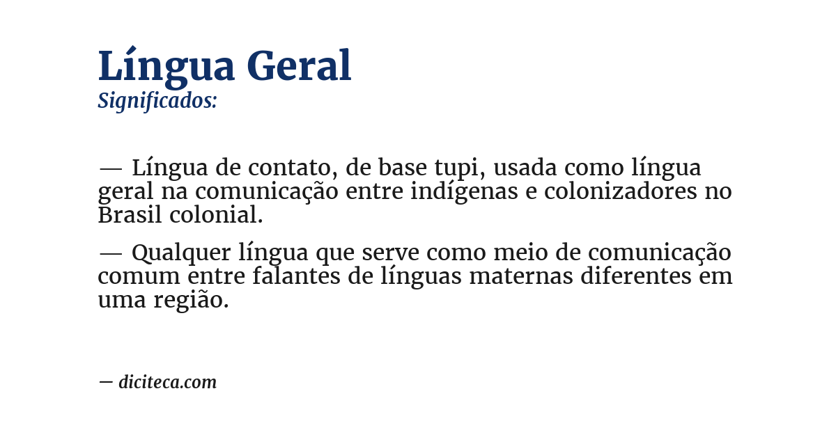 Significado de língua geral