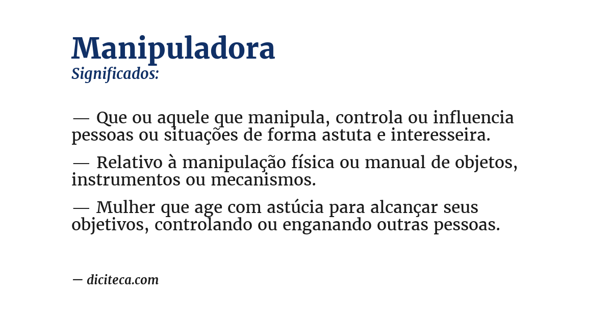 Significado de manipuladora