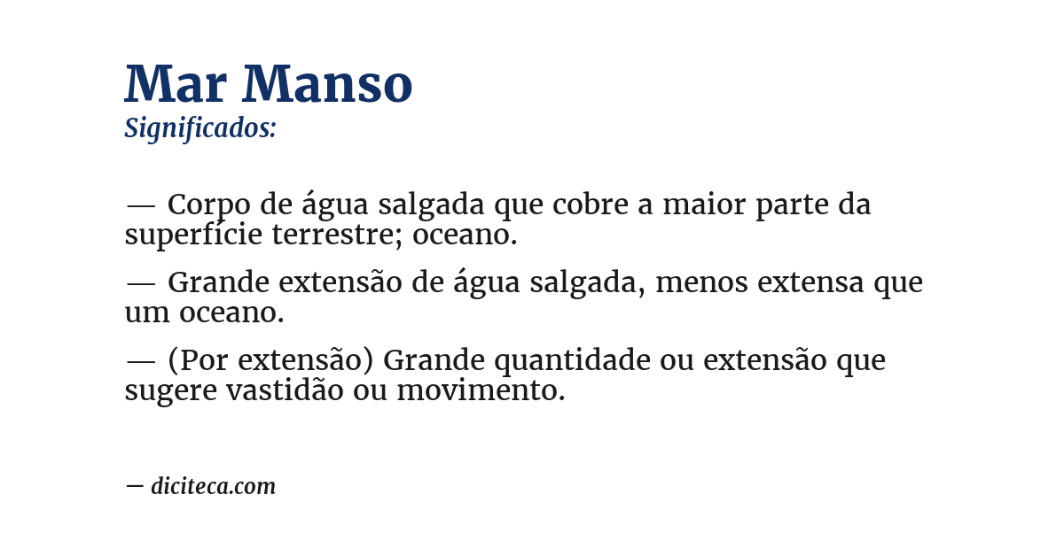 Significado de mar manso
