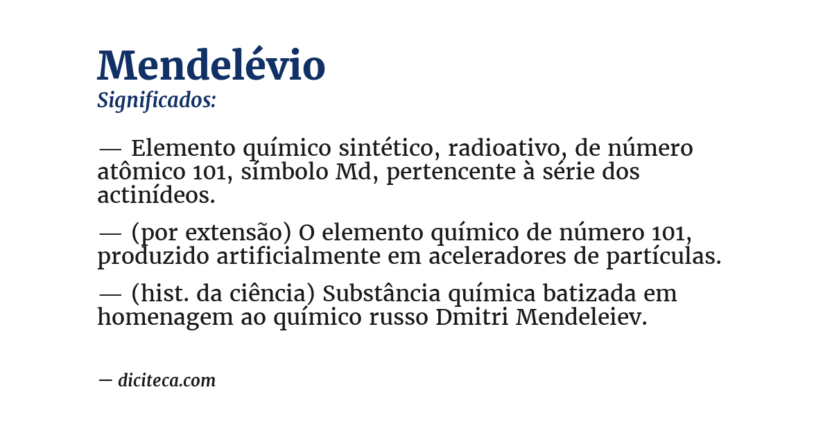 Significado de mendelévio