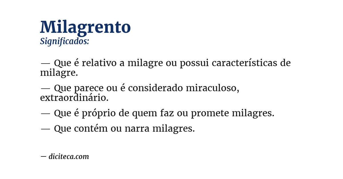 Significado de milagrento