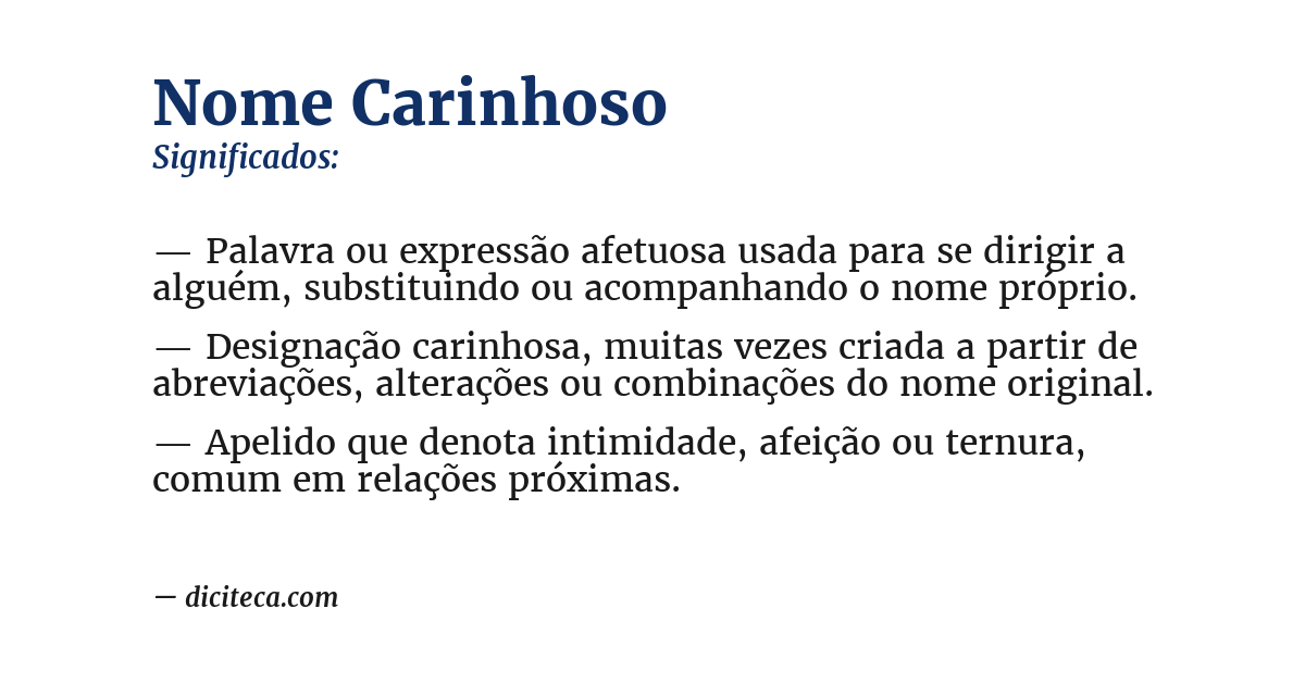 Significado de nome carinhoso