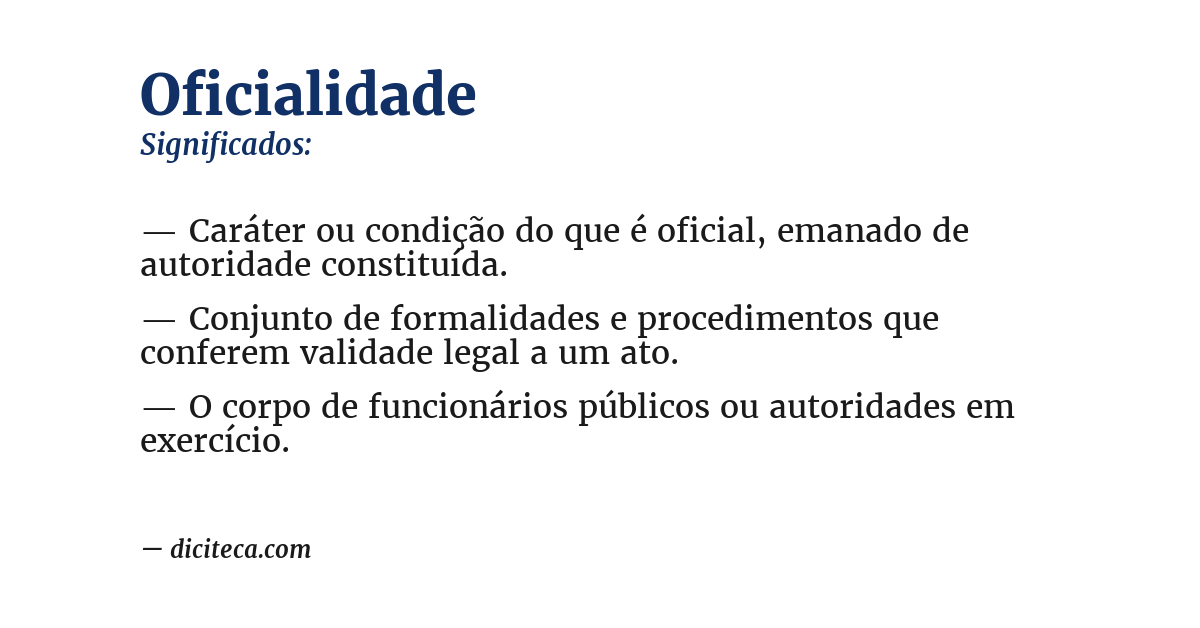 Significado de oficialidade