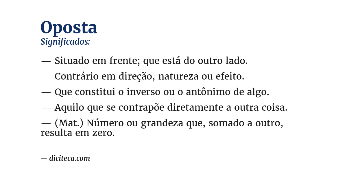 Significado de oposta