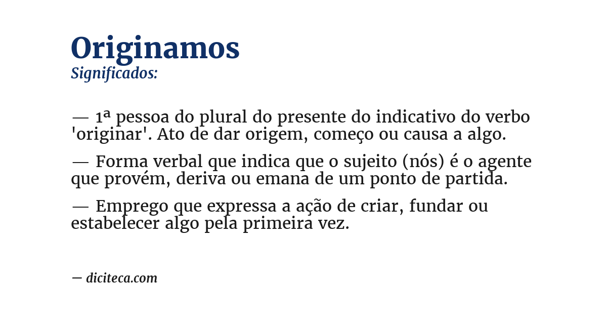 Significado de originamos