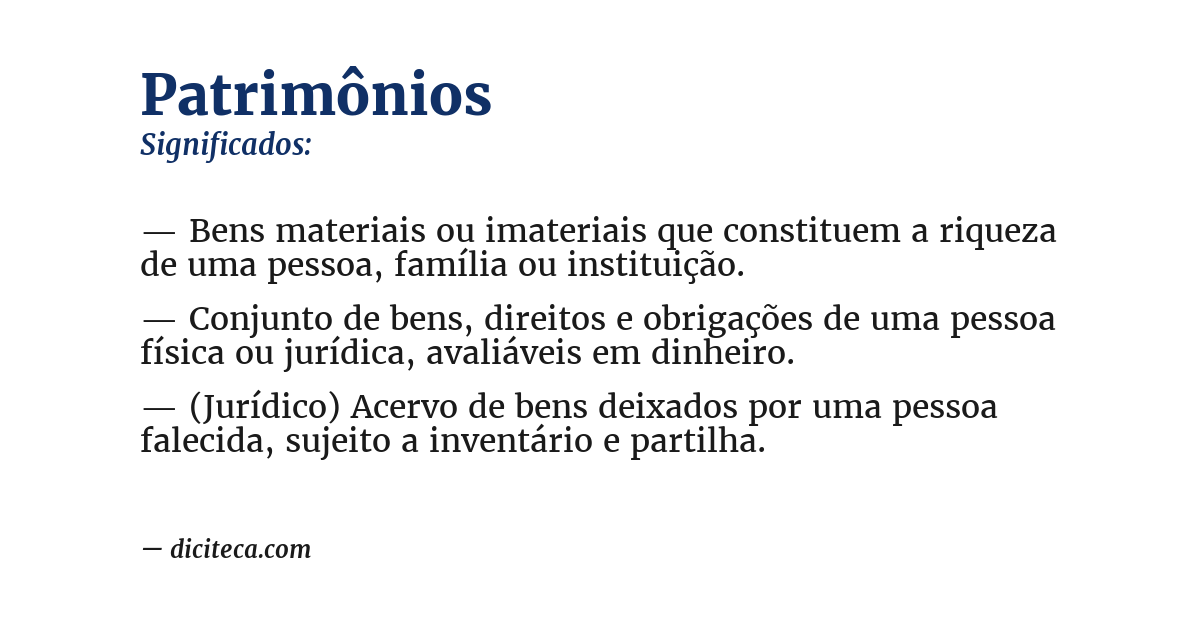 Significado de patrimônios