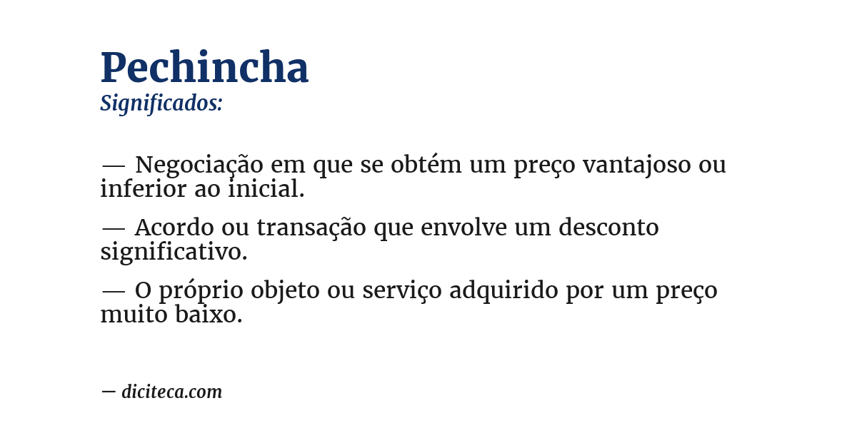 Significado de pechincha