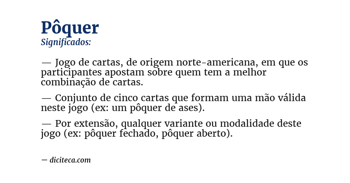 Significado de pôquer