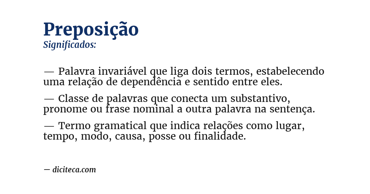 Significado de preposição