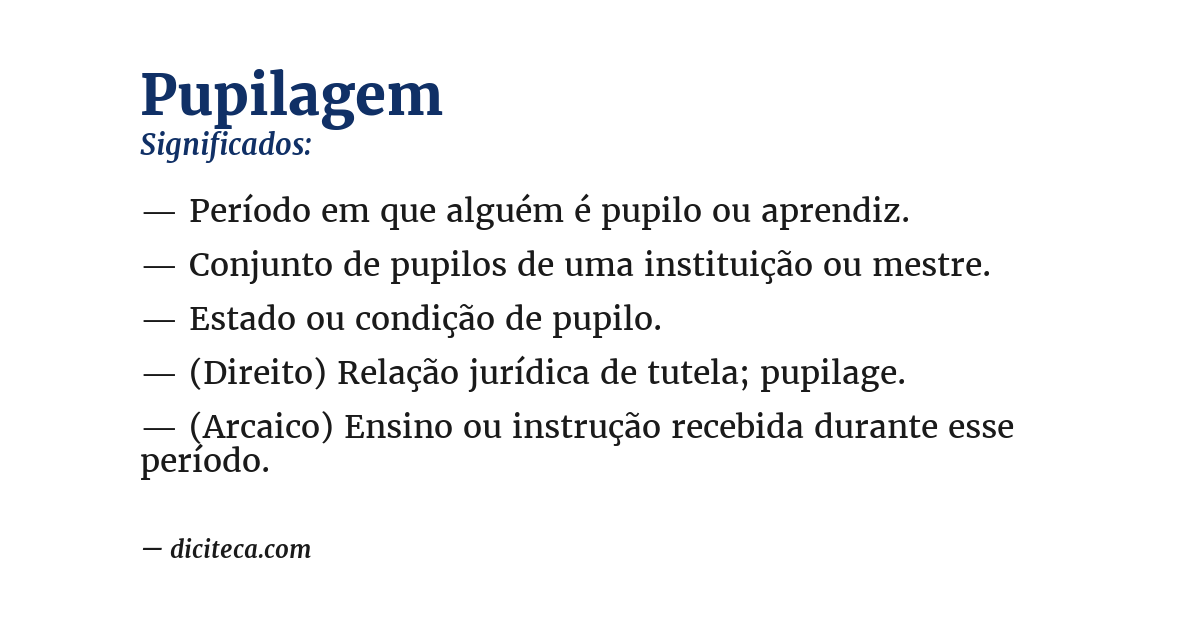 Significado de pupilagem