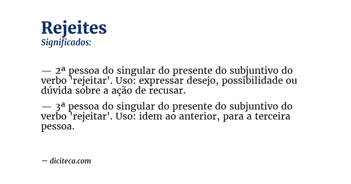 Significado de rejeites