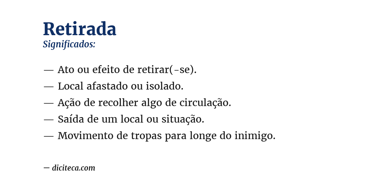 Significado de retirada