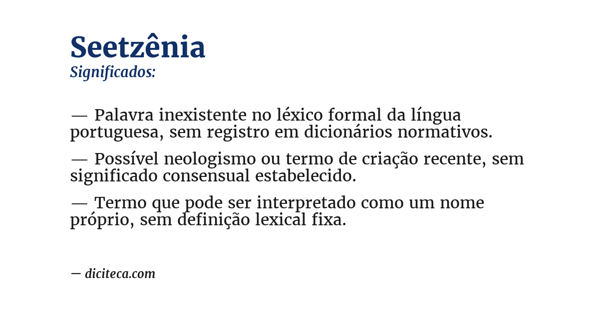 Significado de seetzênia
