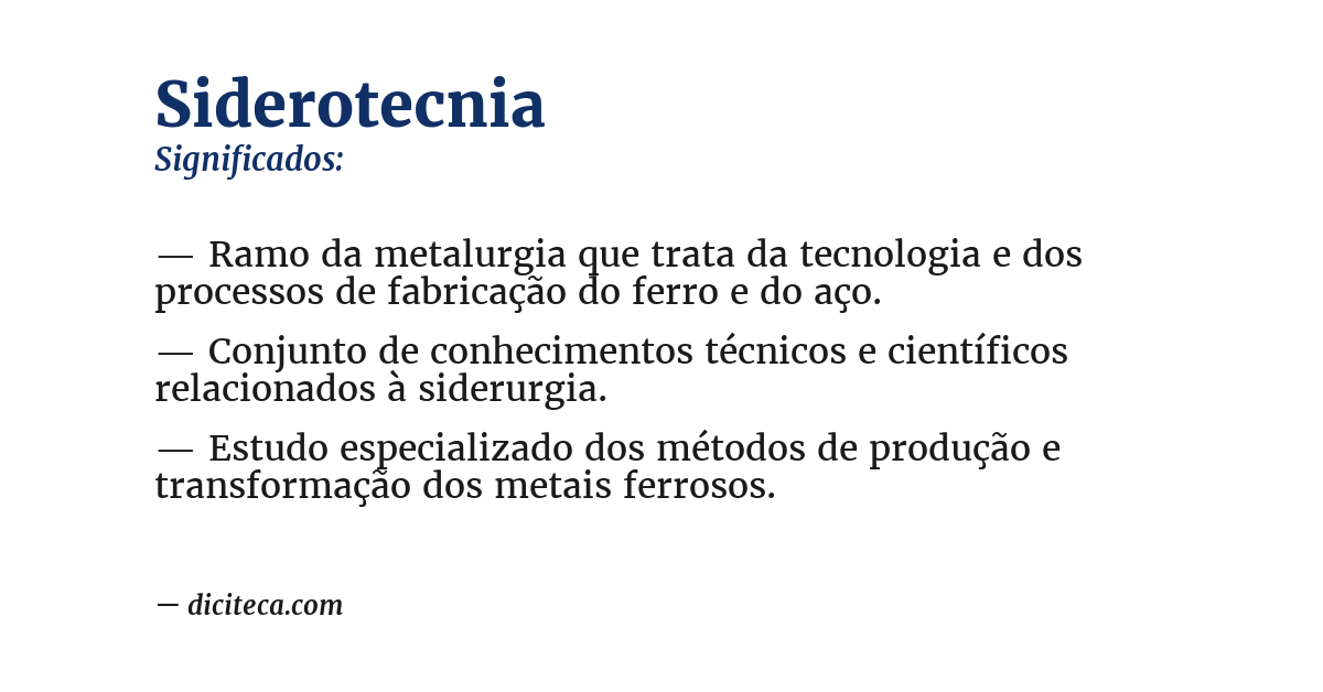 Significado de siderotecnia