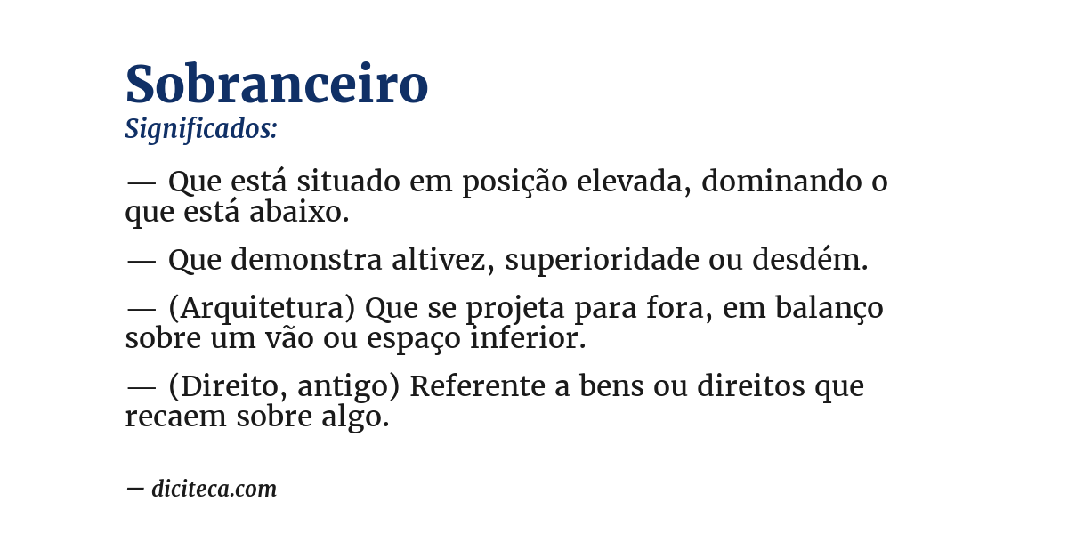 Significado de sobranceiro