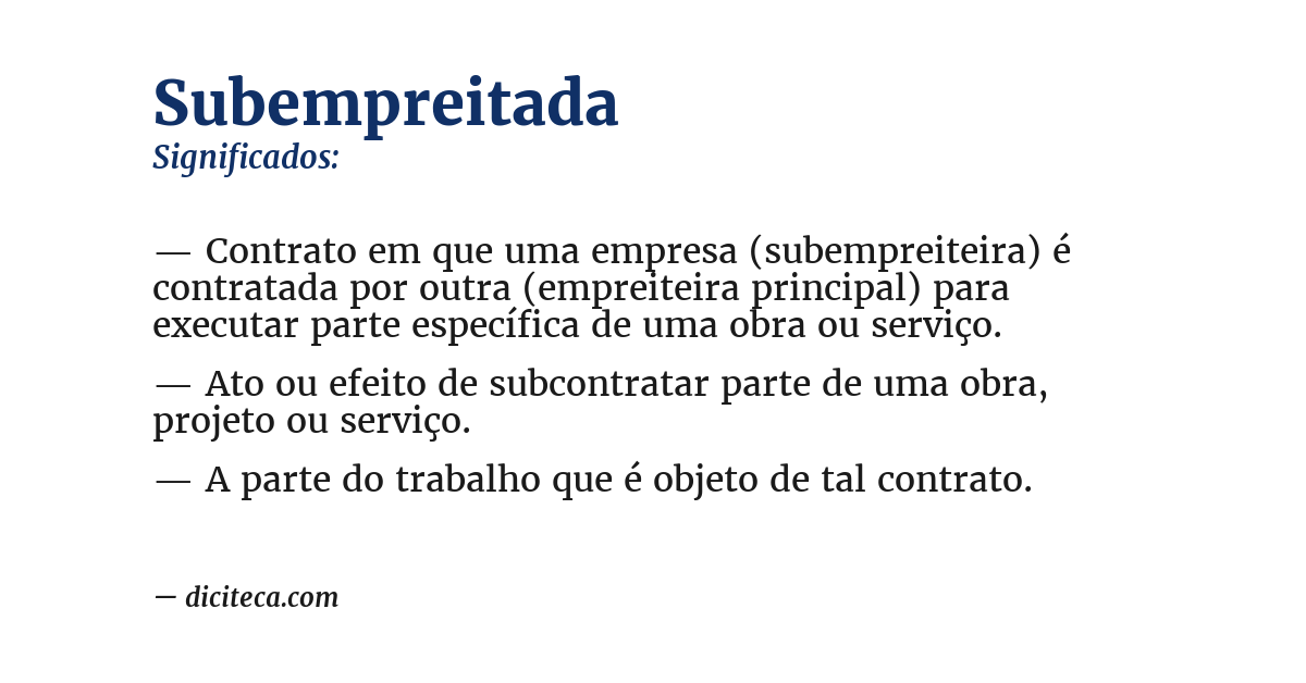 Significado de subempreitada