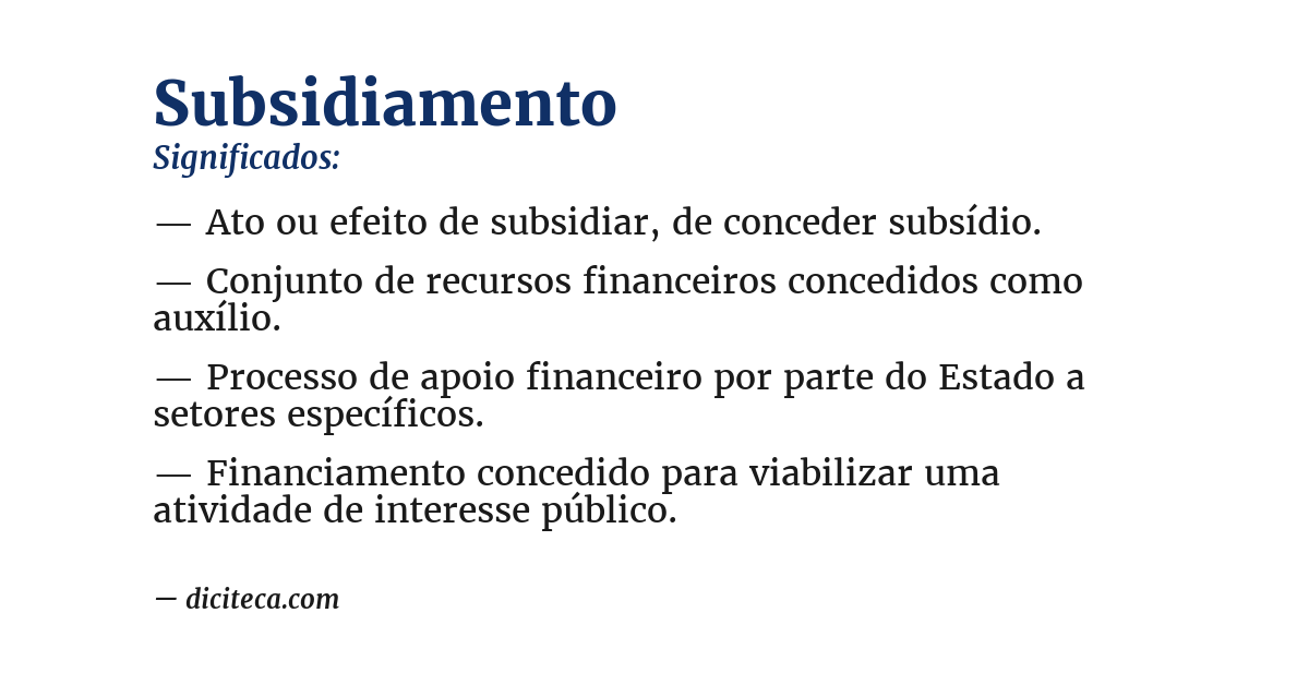 Significado de subsidiamento