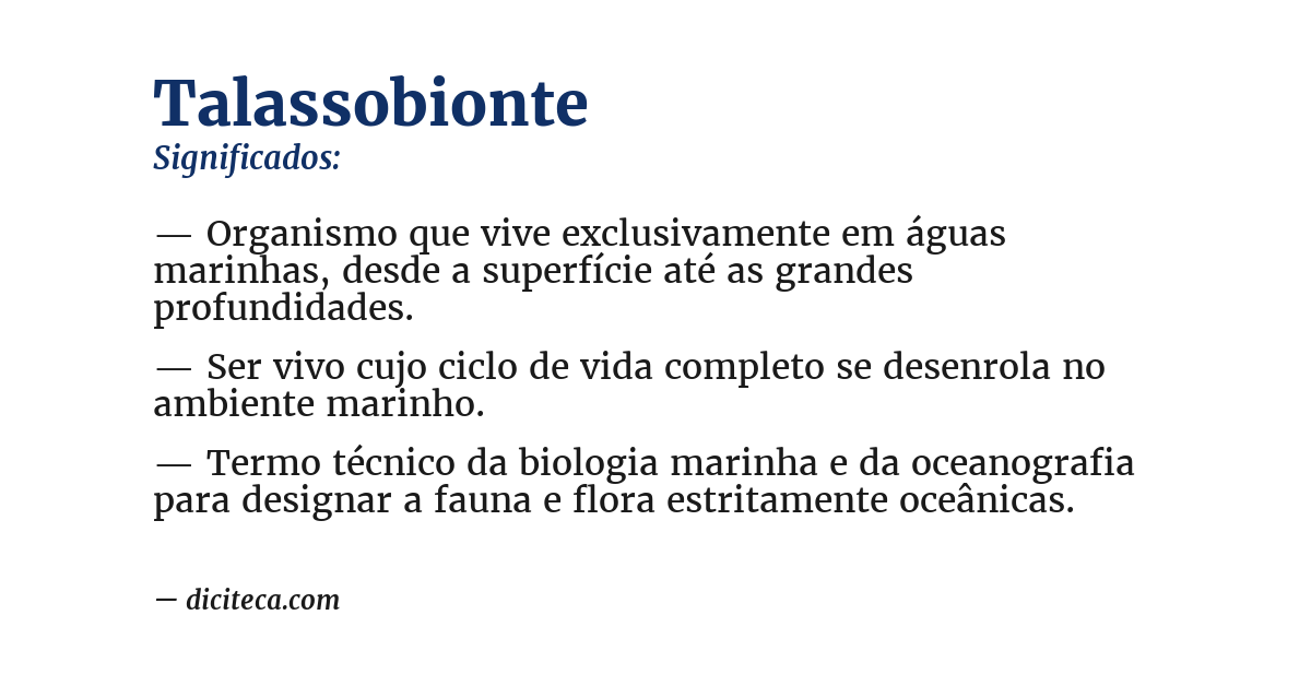 Significado de talassobionte