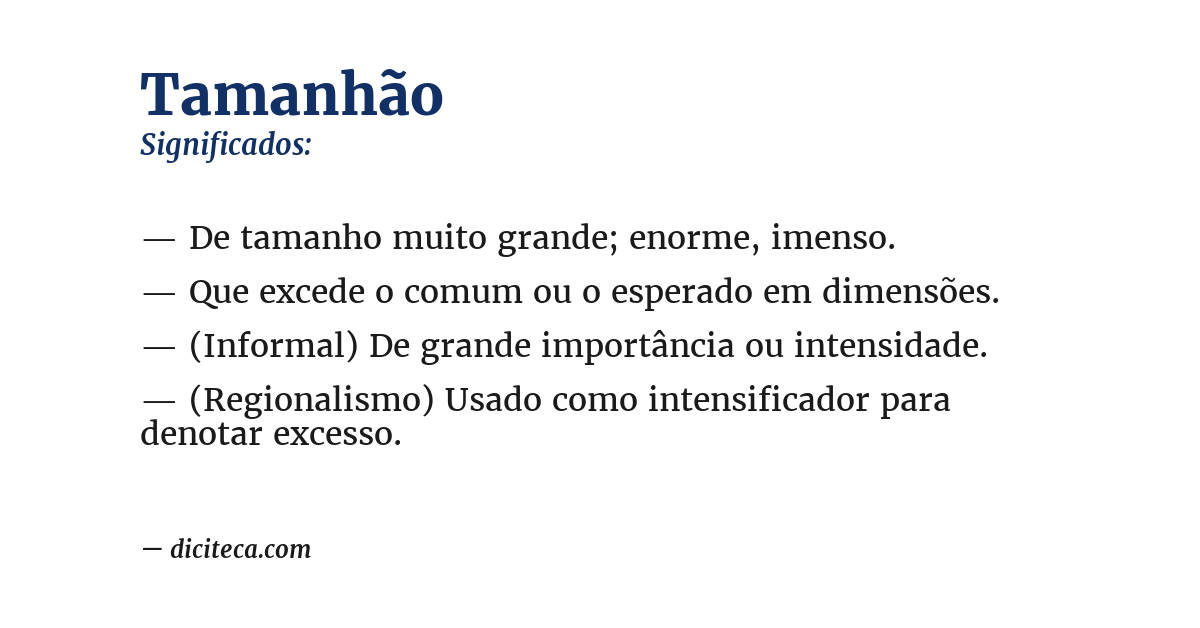 Significado de tamanhão