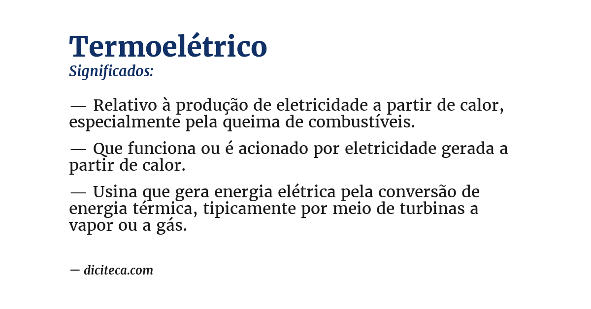 Significado de termoelétrico