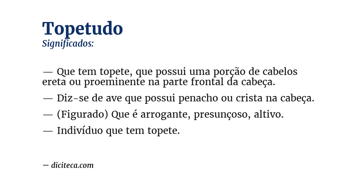 Significado de topetudo