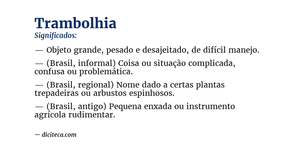 Significado de trambolhia