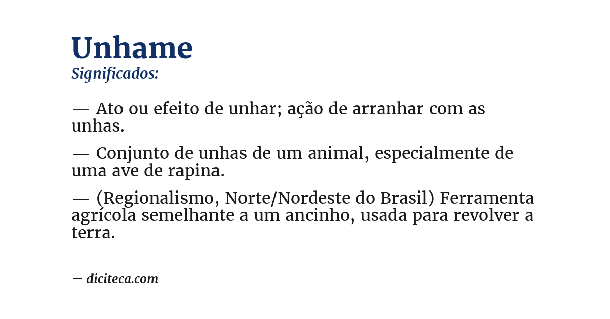 Significado de unhame