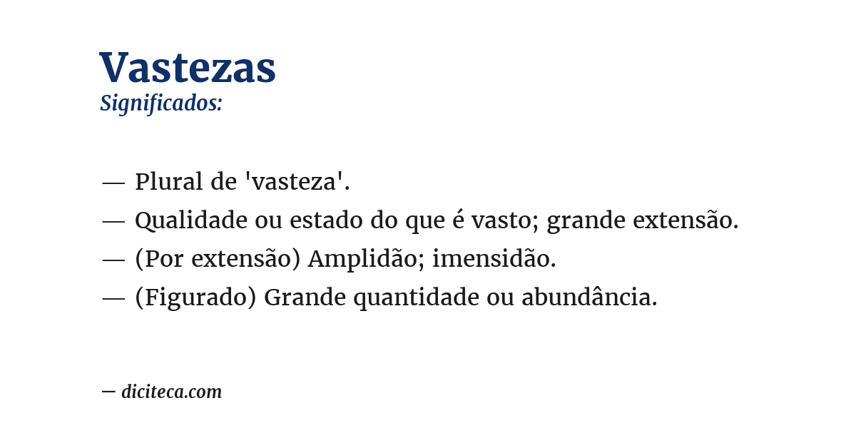Significado de vastezas