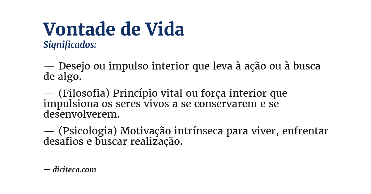 Significado de vontade de vida
