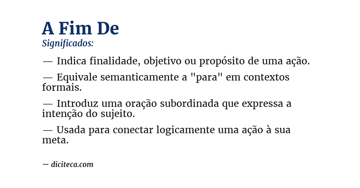 Significado de a fim de