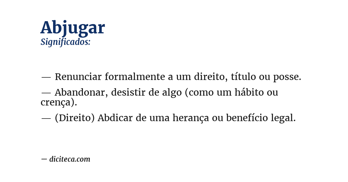 Significado de abjugar