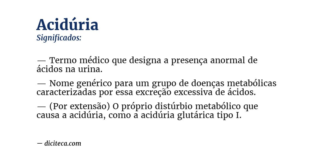 Significado de acidúria