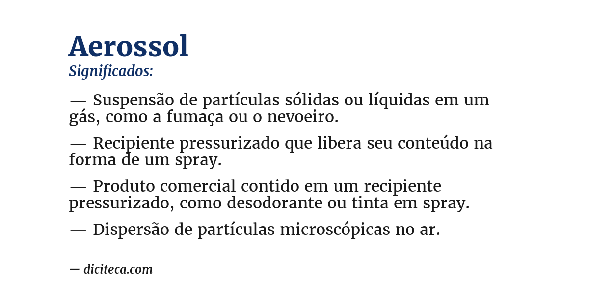 Significado de aerossol
