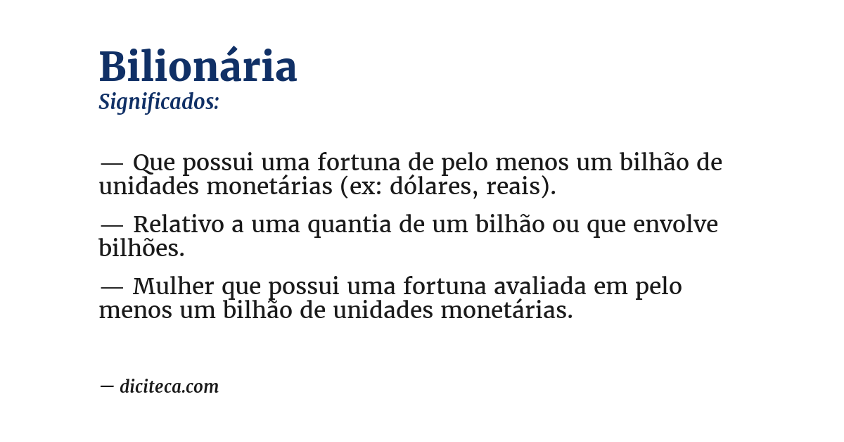 Significado de bilionária
