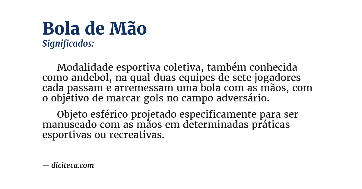 Significado de bola de mão