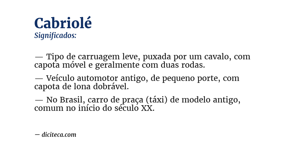 Significado de cabriolé