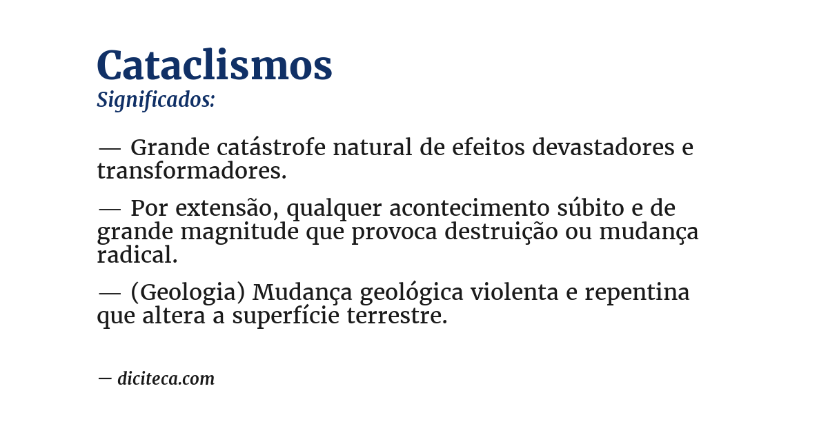 Significado de cataclismos