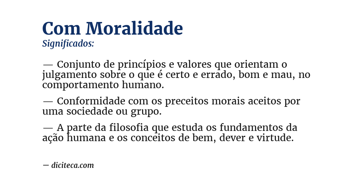 Significado de com moralidade