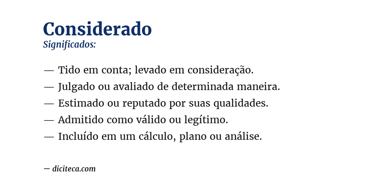 Significado de considerado