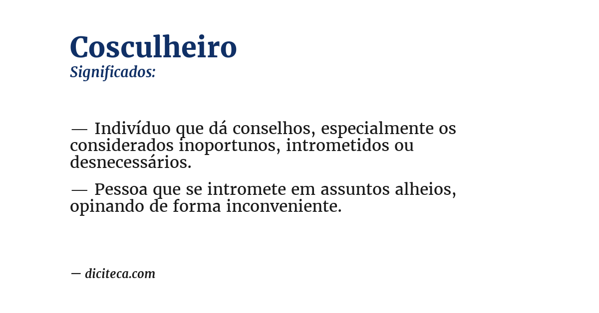 Significado de cosculheiro