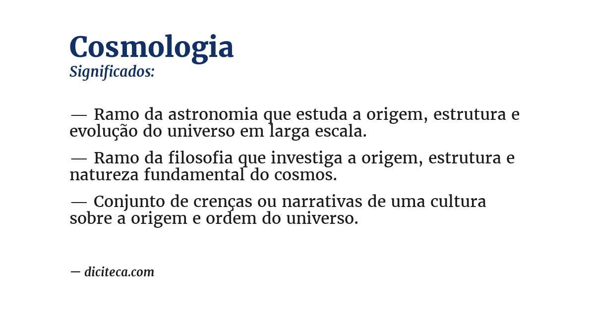 Significado de cosmologia