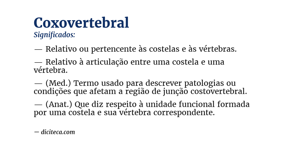 Significado de coxovertebral