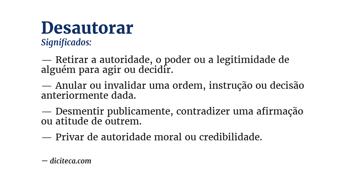 Significado de desautorar