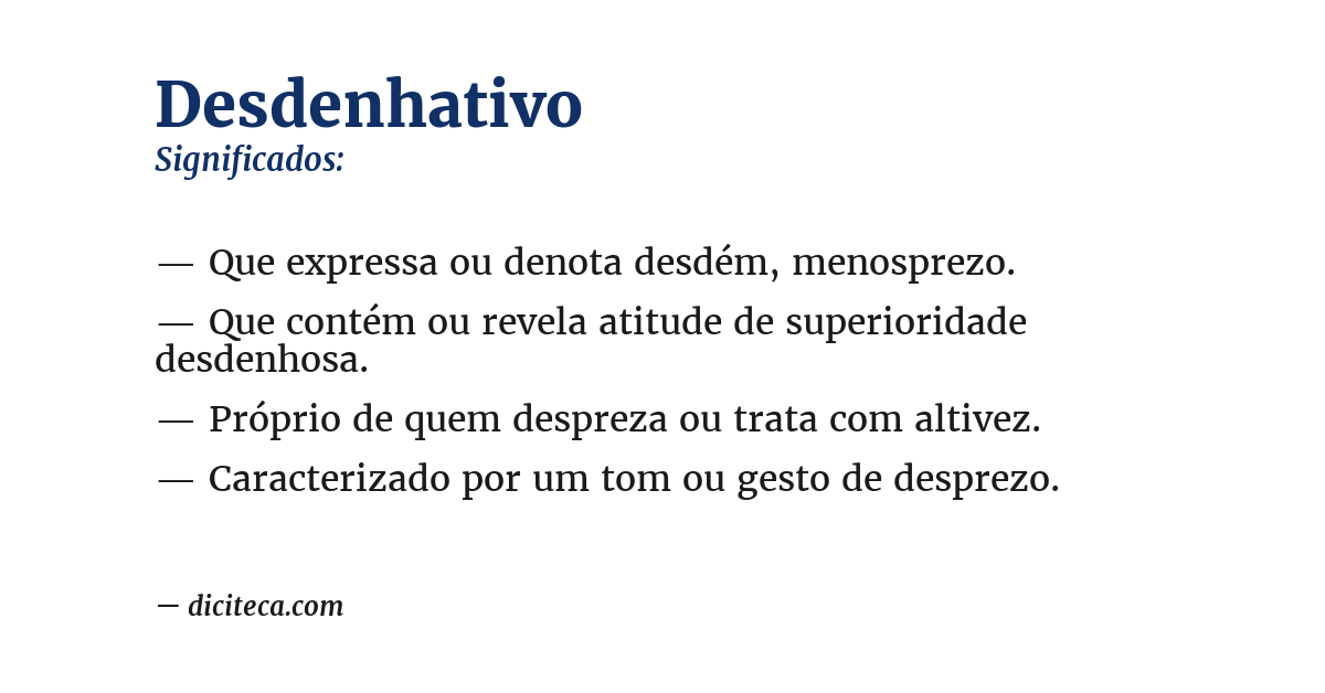 Significado de desdenhativo