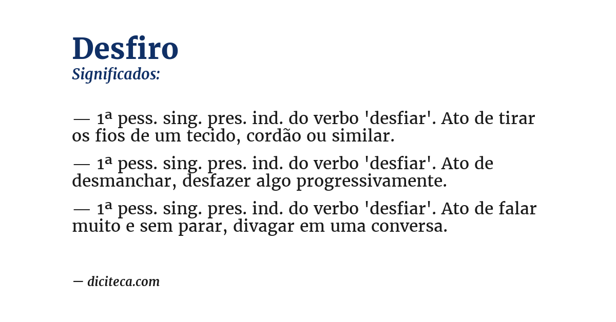 Significado de desfiro