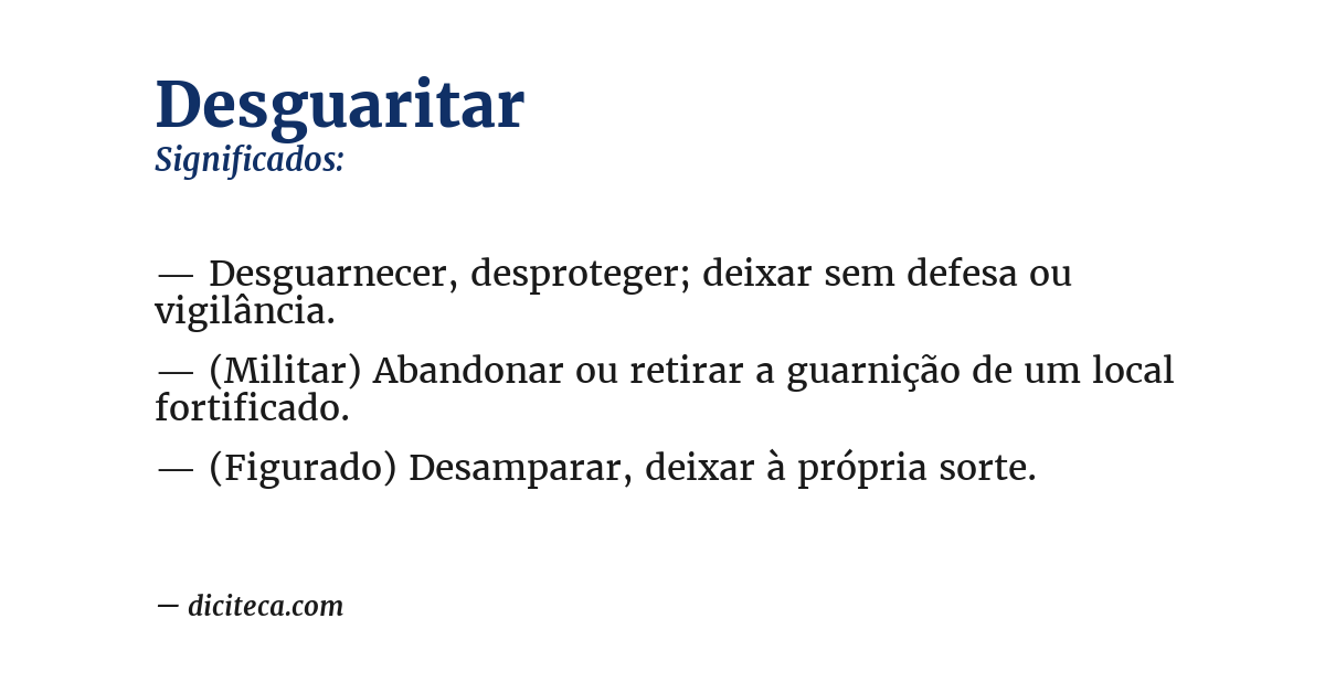 Significado de desguaritar