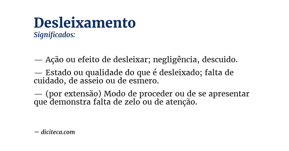 Significado de desleixamento