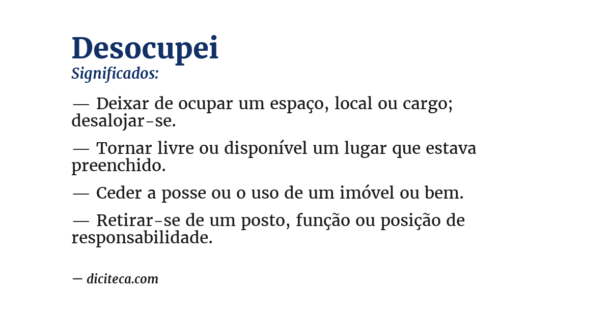 Significado de desocupei